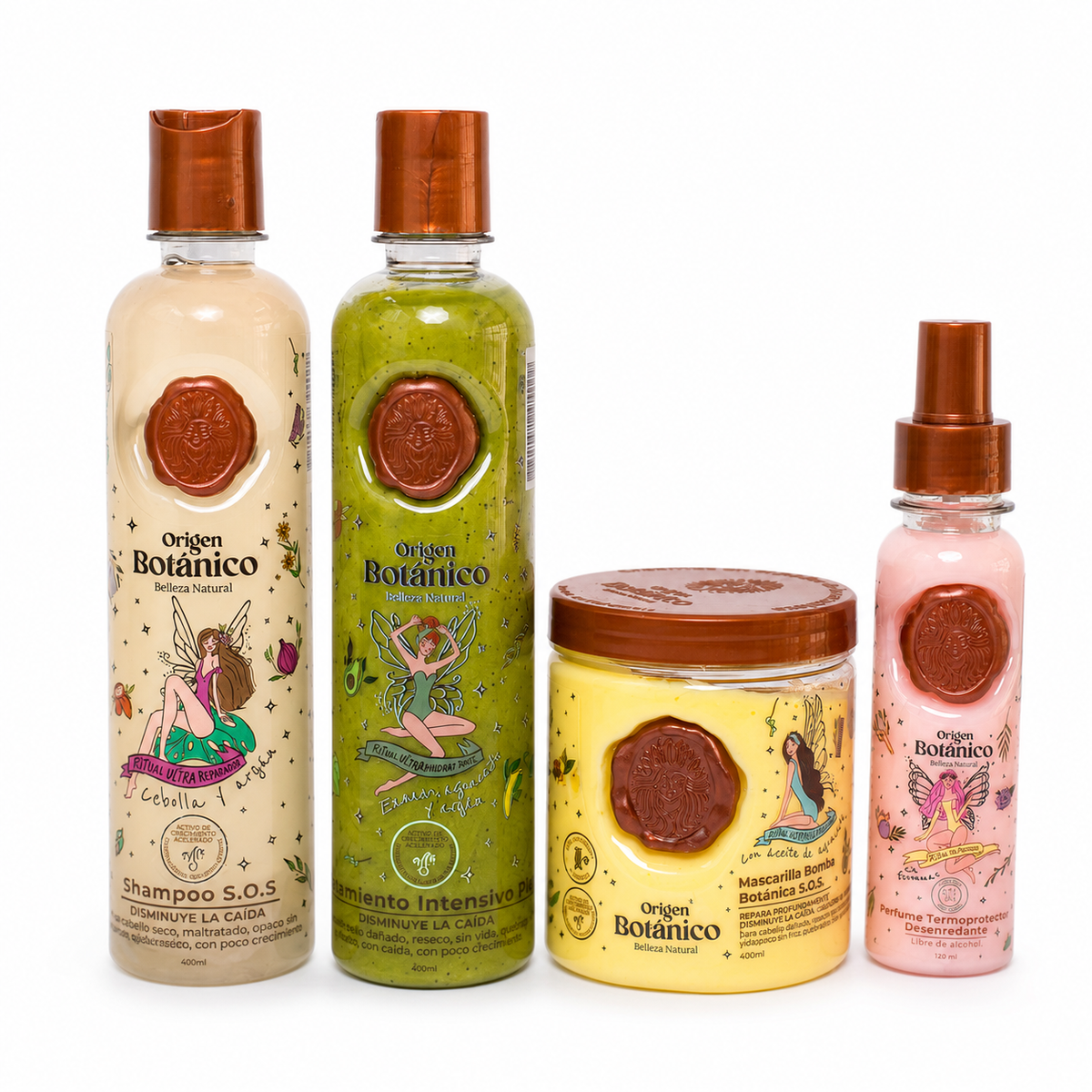 Origen Botánico Kit Shampoo Cebolla, Plex, Mascarilla SOS y Termoprotector