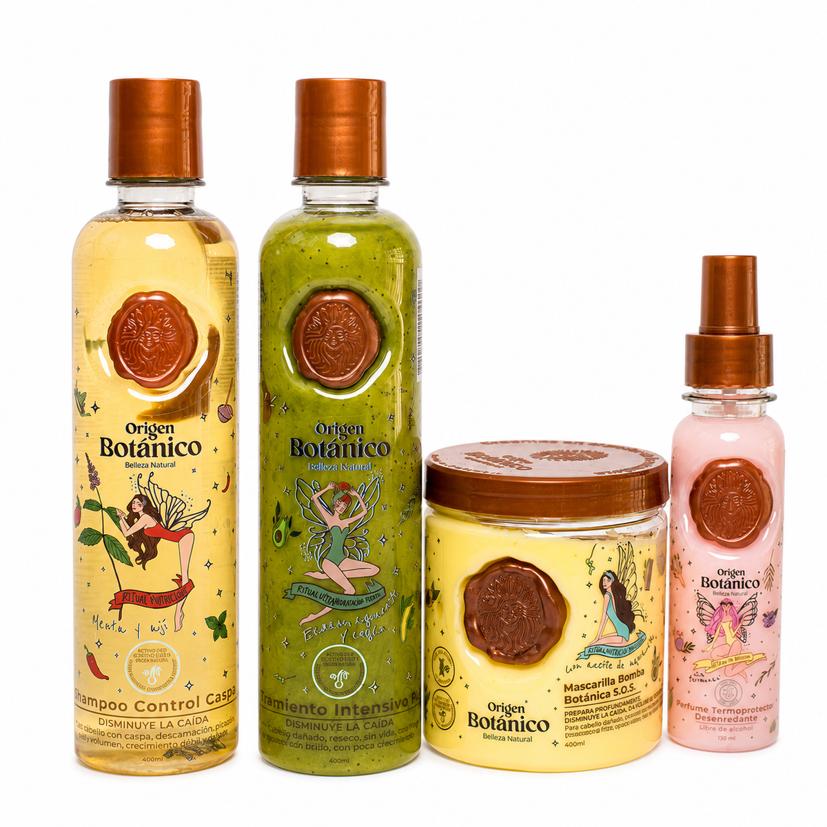 Origen Botánico Kit Shampoo Ají, Plex, Mascarilla SOS y Termoprotector