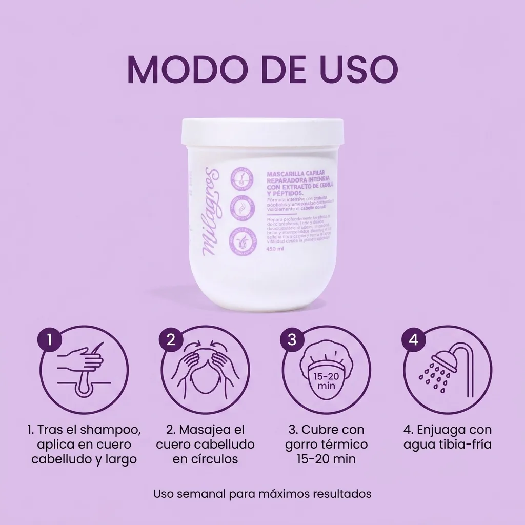 Milagros Mascarilla De Cebolla - Hair Mask with Red Onion by Miracles — imagen 3