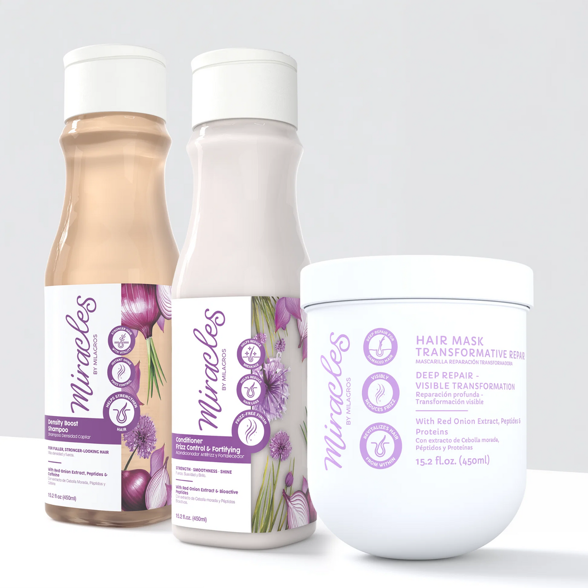 Milagros Cebolla & Peptidos + Mascarilla - Complete Hair Care Kit – 3-Piece Set
