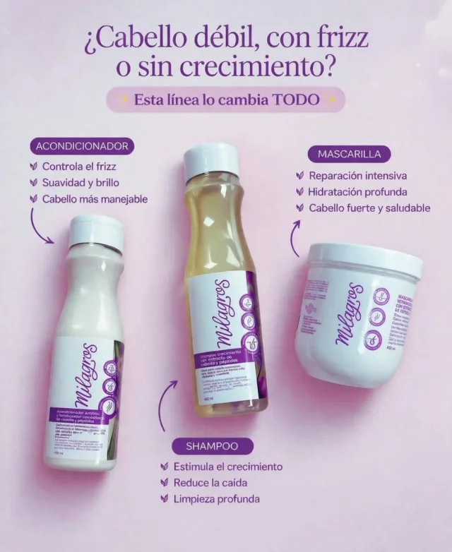 Milagros Cebolla & Peptidos + Mascarilla - Complete Hair Care Kit – 3-Piece Set — imagen 3