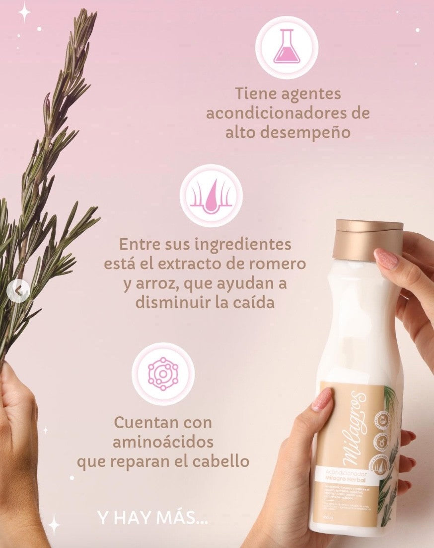 Milagros Kit Rosemary Shampoo & Herbal Conditioner Set + Hair Mask Herbal — imagen 3