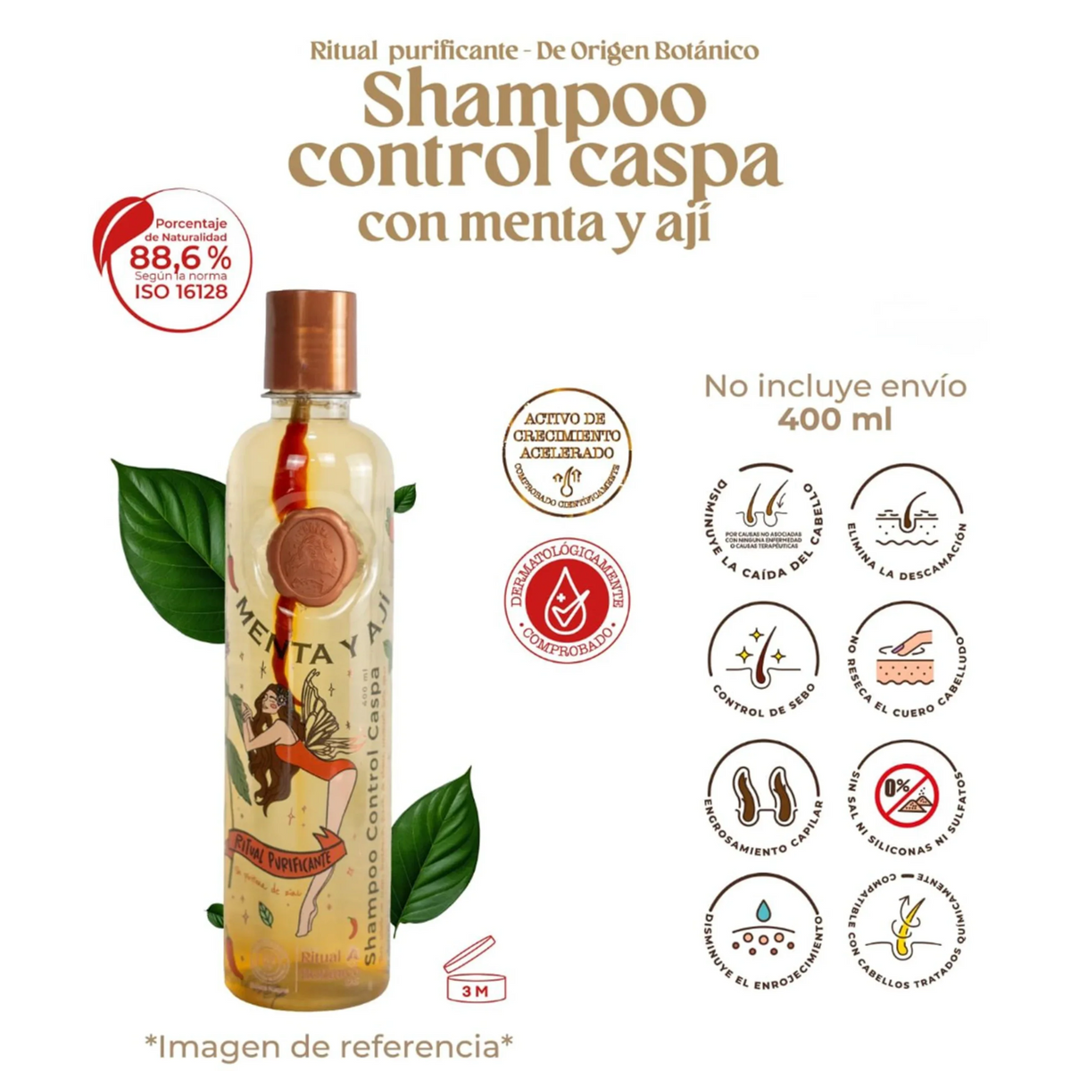 Origen Botánico Control Caspa Aji & Menta Shampoo 400 ml | Mint & Chili — imagen 2