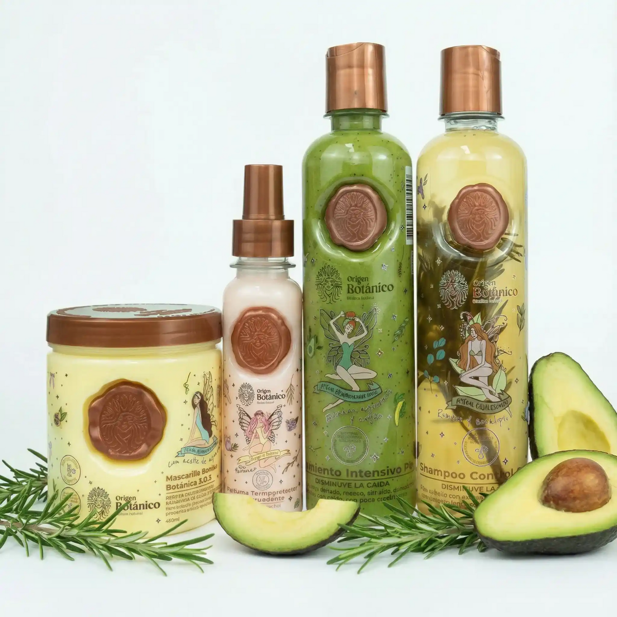 Origen Botánico Shampoo Romero, Plex, Termo & Mascarilla SOS | 4-Piece Set